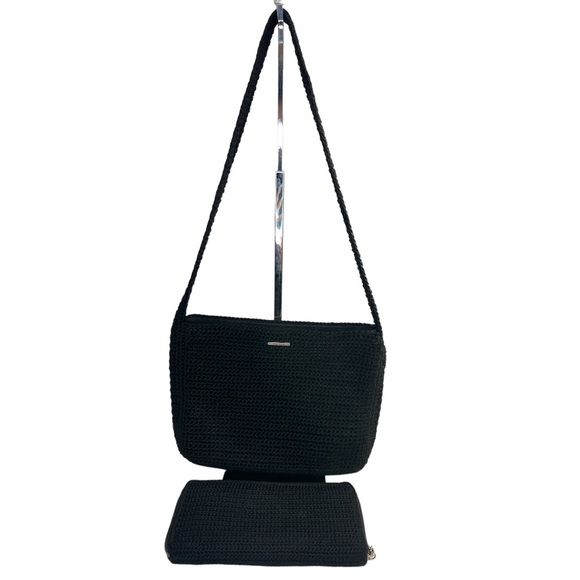 The Sak Handbags - The Sak Black Macrame Crochet Shoulder Bag & Wallet